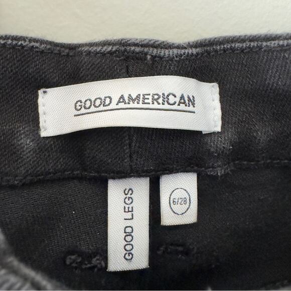 Good American Good Legs Black Skinny Jeans silver sparkle Side Stripes stretch 6 - Picture 10 of 13